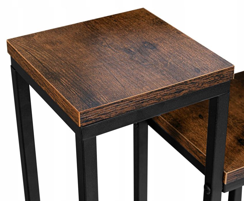 NOWY Kwietnik Metalowy Loft Stojak Na Kwiaty Czarny Drewniany OKAZJA