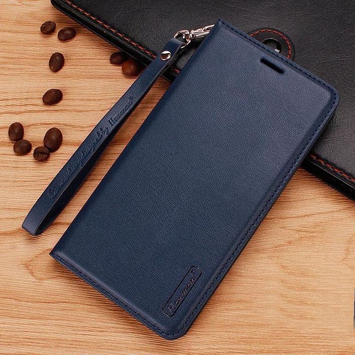 Hanman Skórzane Etui Ze Smyczką Do Samsung Galaxy J3 J300 (Granatowe)