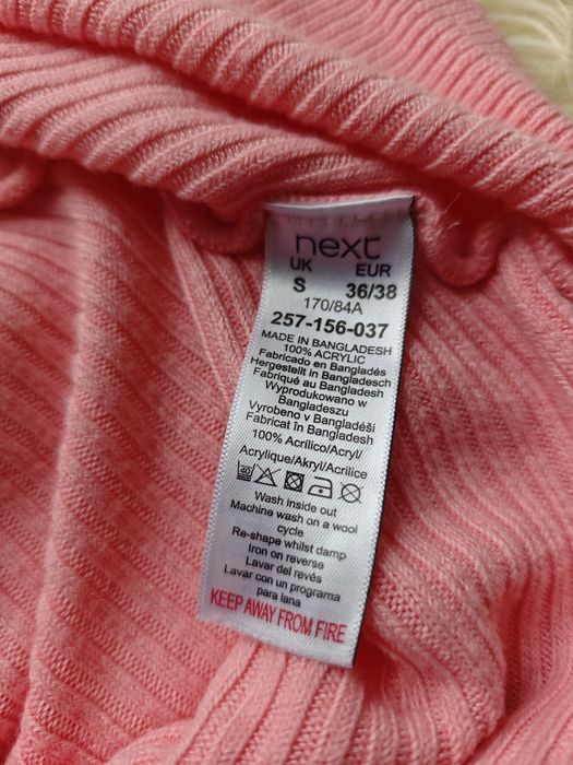 Sweter z długim rękawem dzianinowy nietoperek NEXT rozmiar S pudrowy r