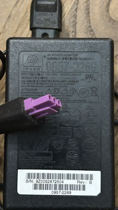 Transformador impressora HP carregador cabo