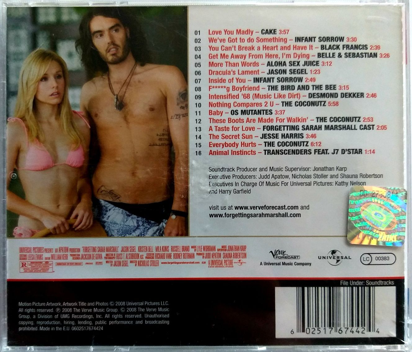 Soundtrack Forgetting Sarah Marshall 2008r