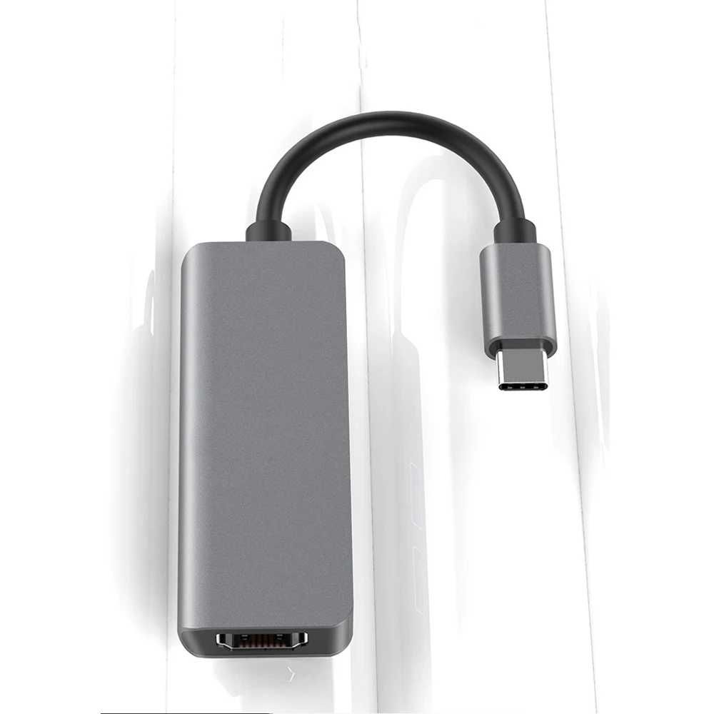 Hub Хаб 4в1 для Macbook, Ноутбук HDMI USB 3.0 TypeC Ethernet RJ45Хаб