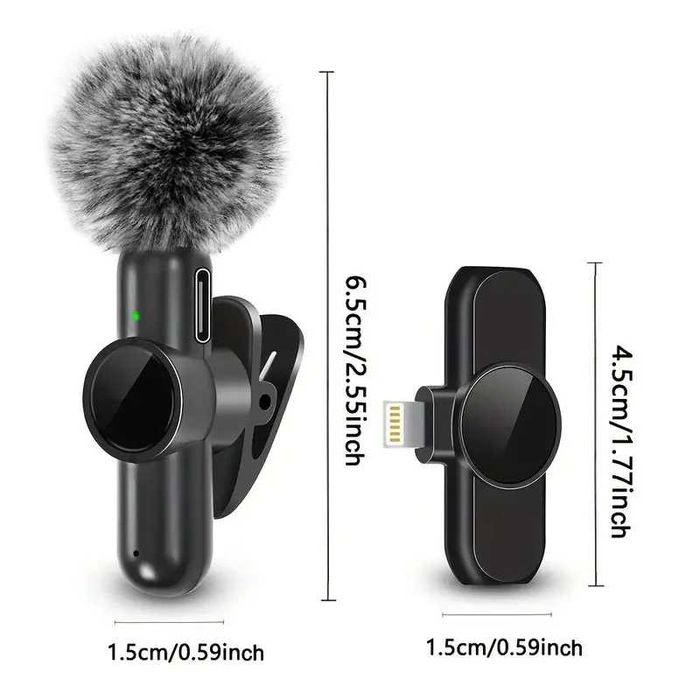 Microfone Lapela Sem Fios iPhone iOS Redução de Ruído Podcast NOVO
