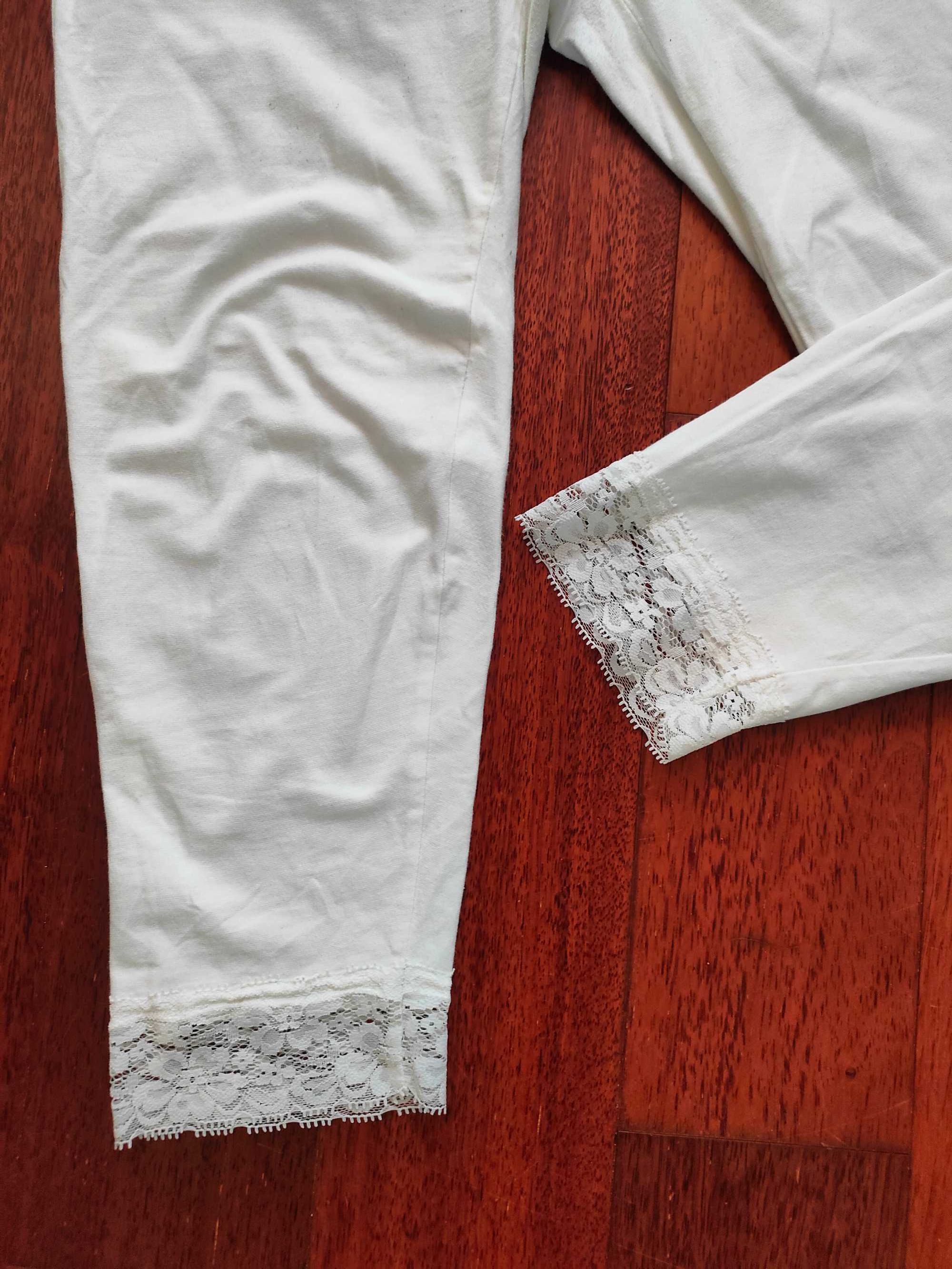 Bonprix białe legginsy koronka r. 36/38