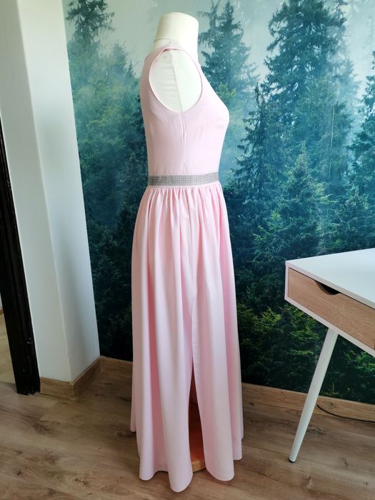 Długa sukienka, suknia, wieczorowa, różowa, dla Świadkowej Druhny maxi