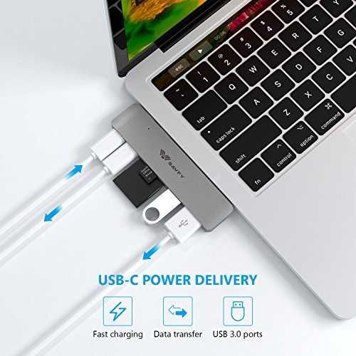 SAVFY 6w1 USB-C Hub SD USB Thunderbolt 3 40Gbs MacBook