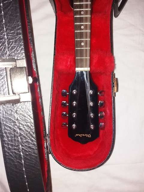 Bandolim de madeira e estojo