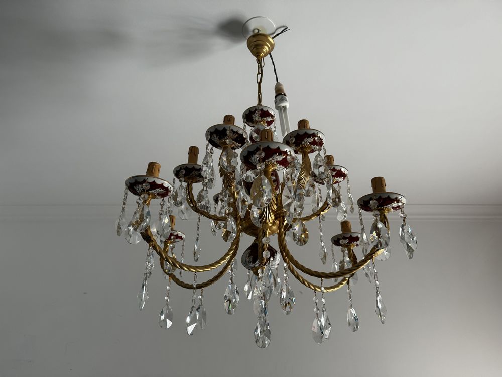 Candeeiro de cristal e banhado a ouro
