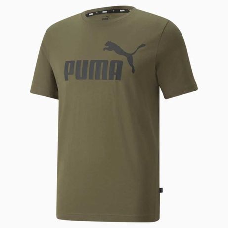 Футболка Puma essentials logo / dark green moss | Нова, оригінал