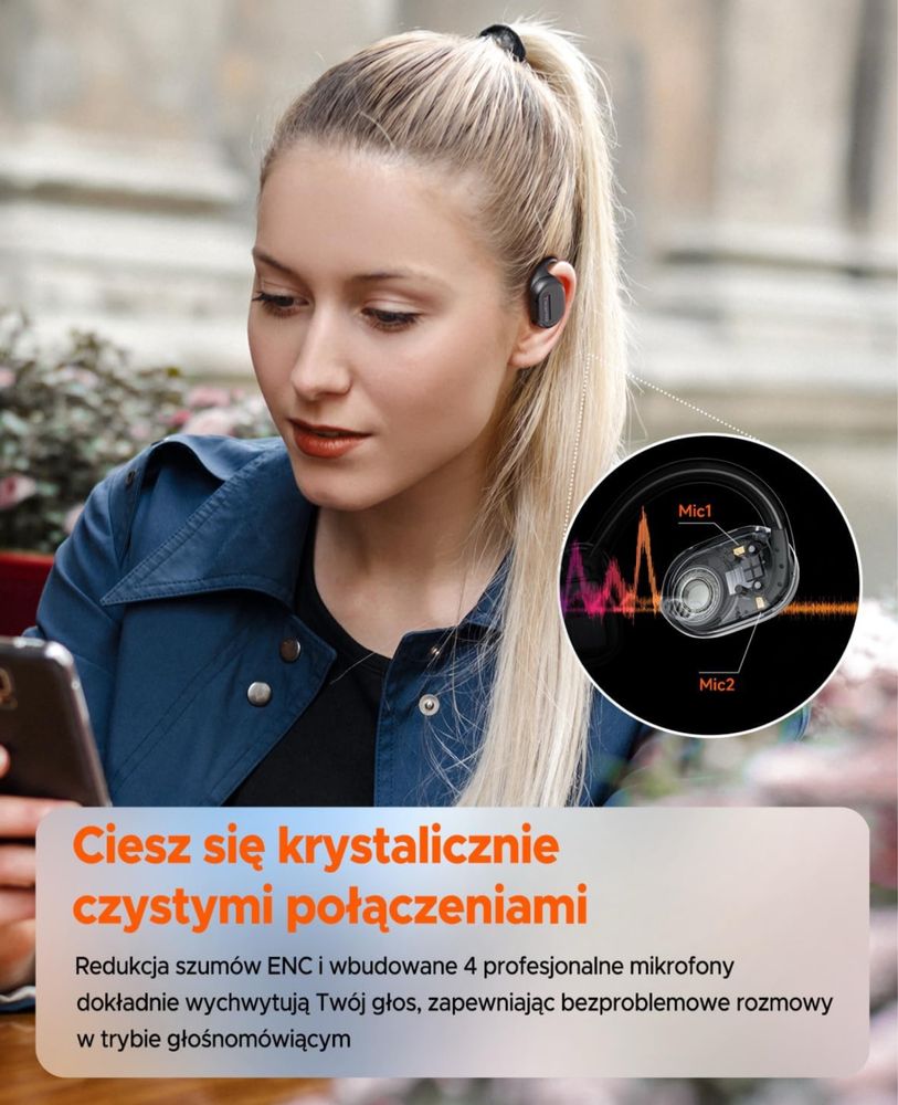 Truefree O1 Słuchawki Open Ear, słuchawki sportowe Bluetooth 5.3