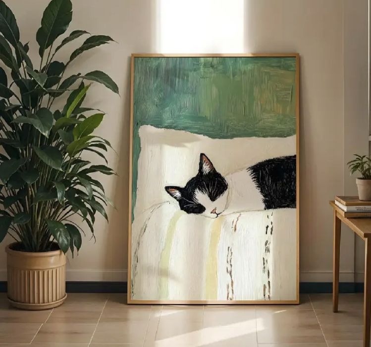 Plakat na materiale winylowym 40x60 Śpiący kot