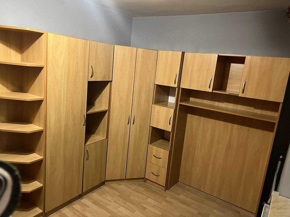 Zestaw mebli, ścianka meblowa + biurko + półka wisząca