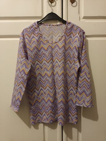 Fioletowa bluzka we wzór vintage