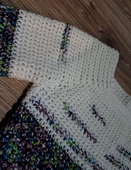 Sweter damski biały kolorowy M 38 handmade rękodzieło na szydełku