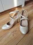 Buty ślubne perłowe czółenka brilu