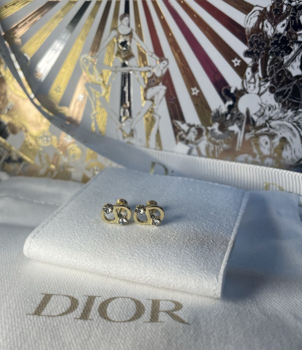 Mini Kolczyki Petit CD Złote metalowe i srebrne kryształy