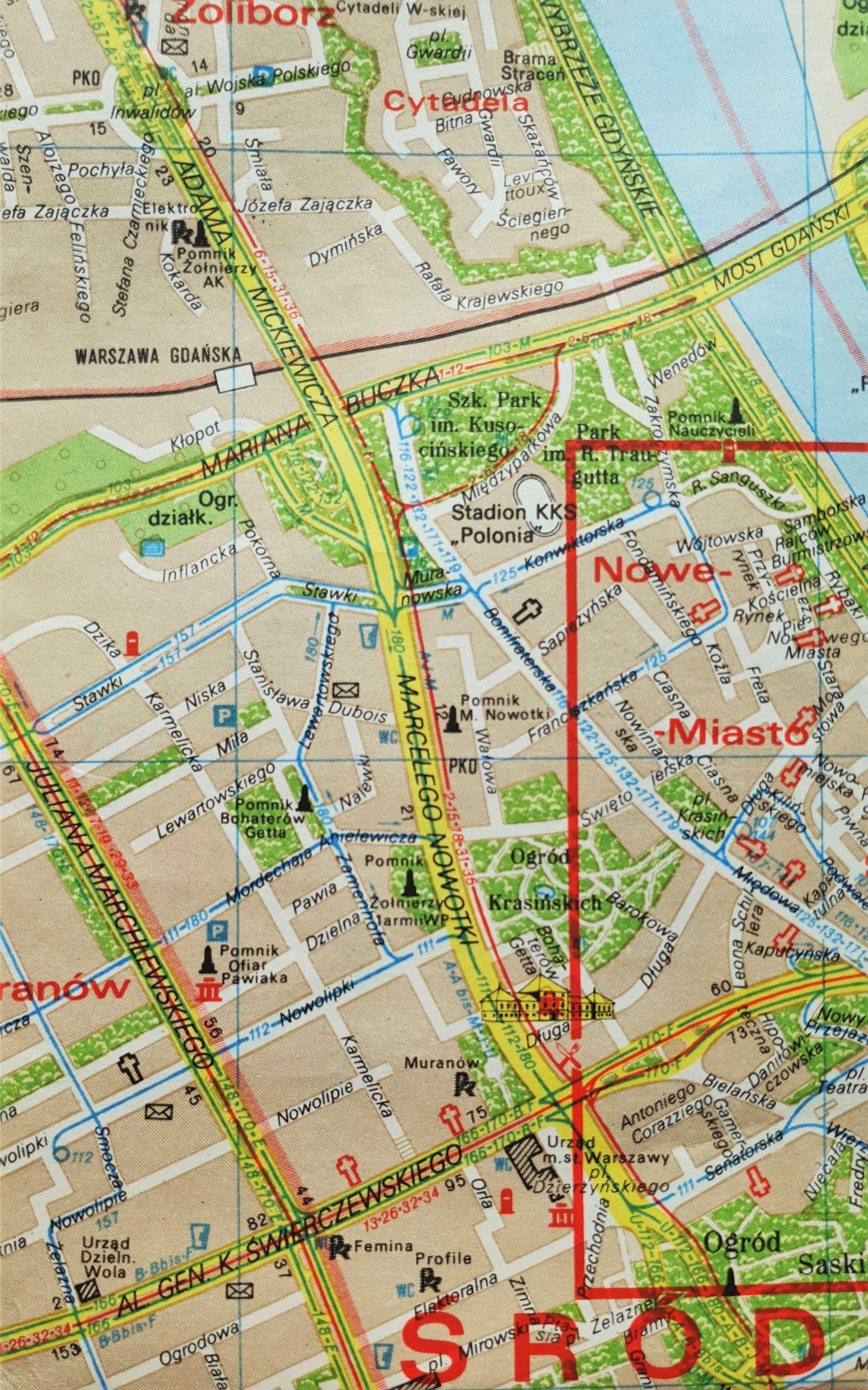 Warszawa - plan miasta 1982