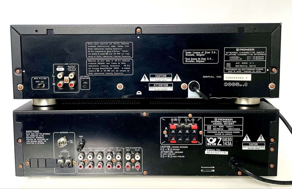 PIONEER CT-W830R Double Cassette Deck, PIONEER SX-227 Stereo Receiver