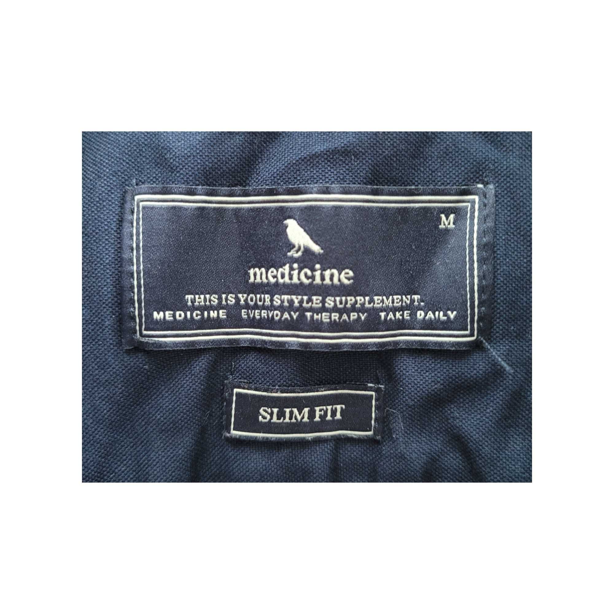 Granatowa bawełniana koszula męska krótki rękaw M Medicine slim fit
