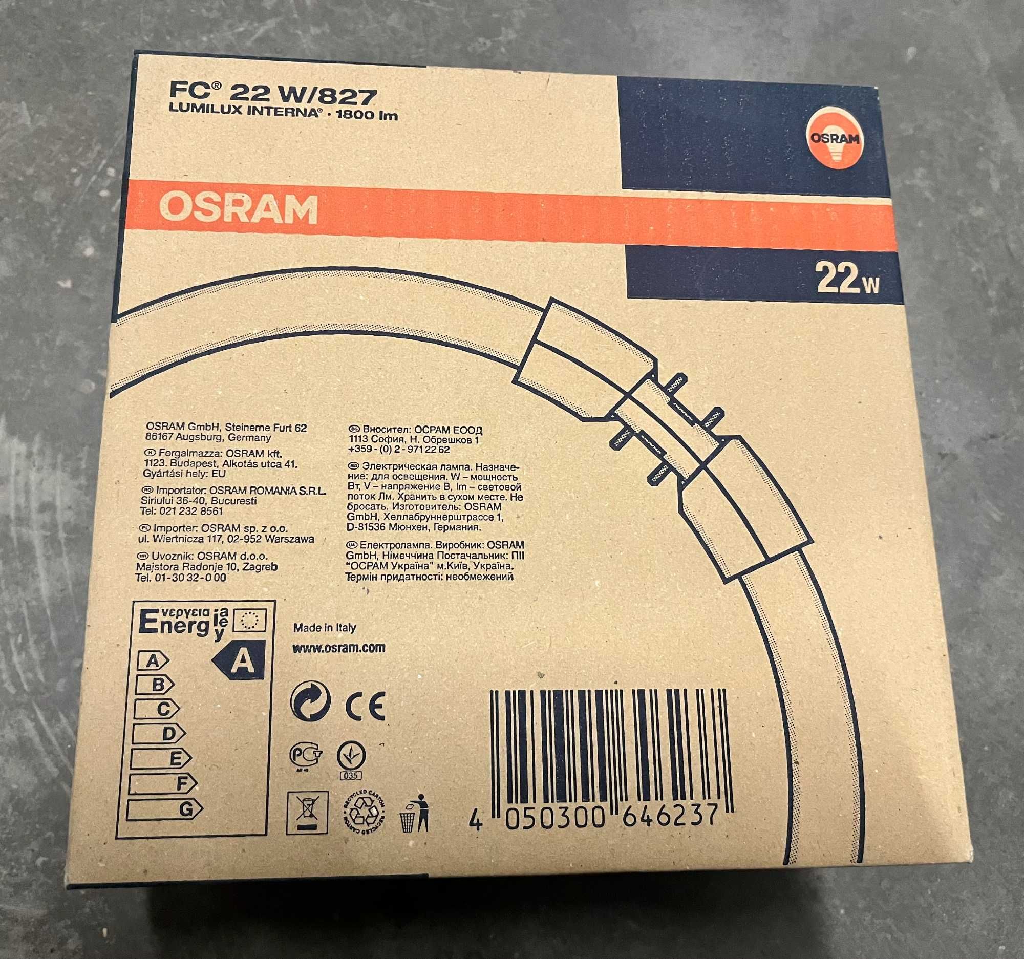 świetlówki Osram FC 22W/827 T5, 2GX13, 1800 lm, lumilux interna, G5