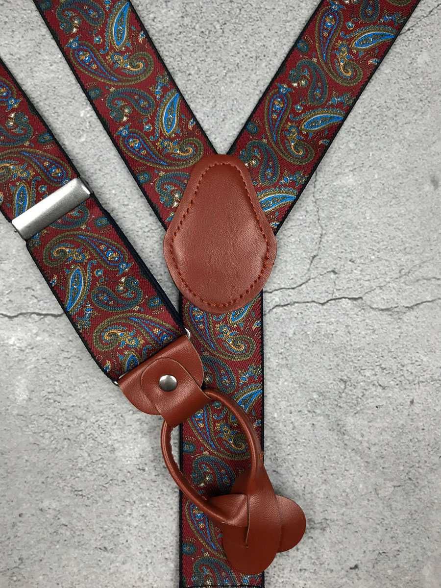 SZELKI DO SPODNI na guziki paisley bordowe suitsupply PEAKY BLINDERS