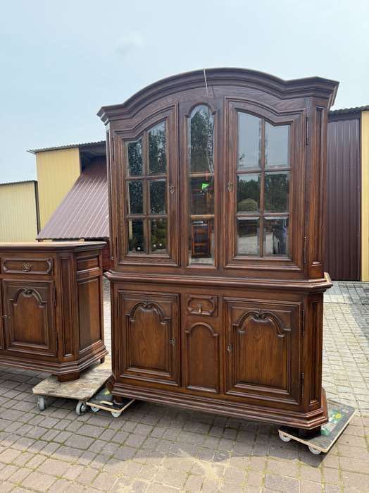 Zestaw mebli-komoda witryna stół krzesła w całości dębowe