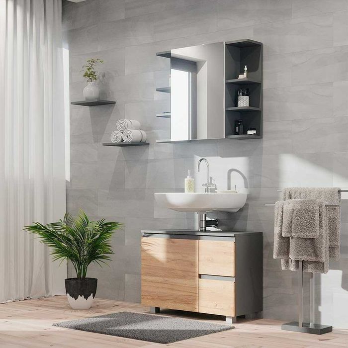 Vicco szafka umywalkowa nablatowa dąb antracyt 80 cm