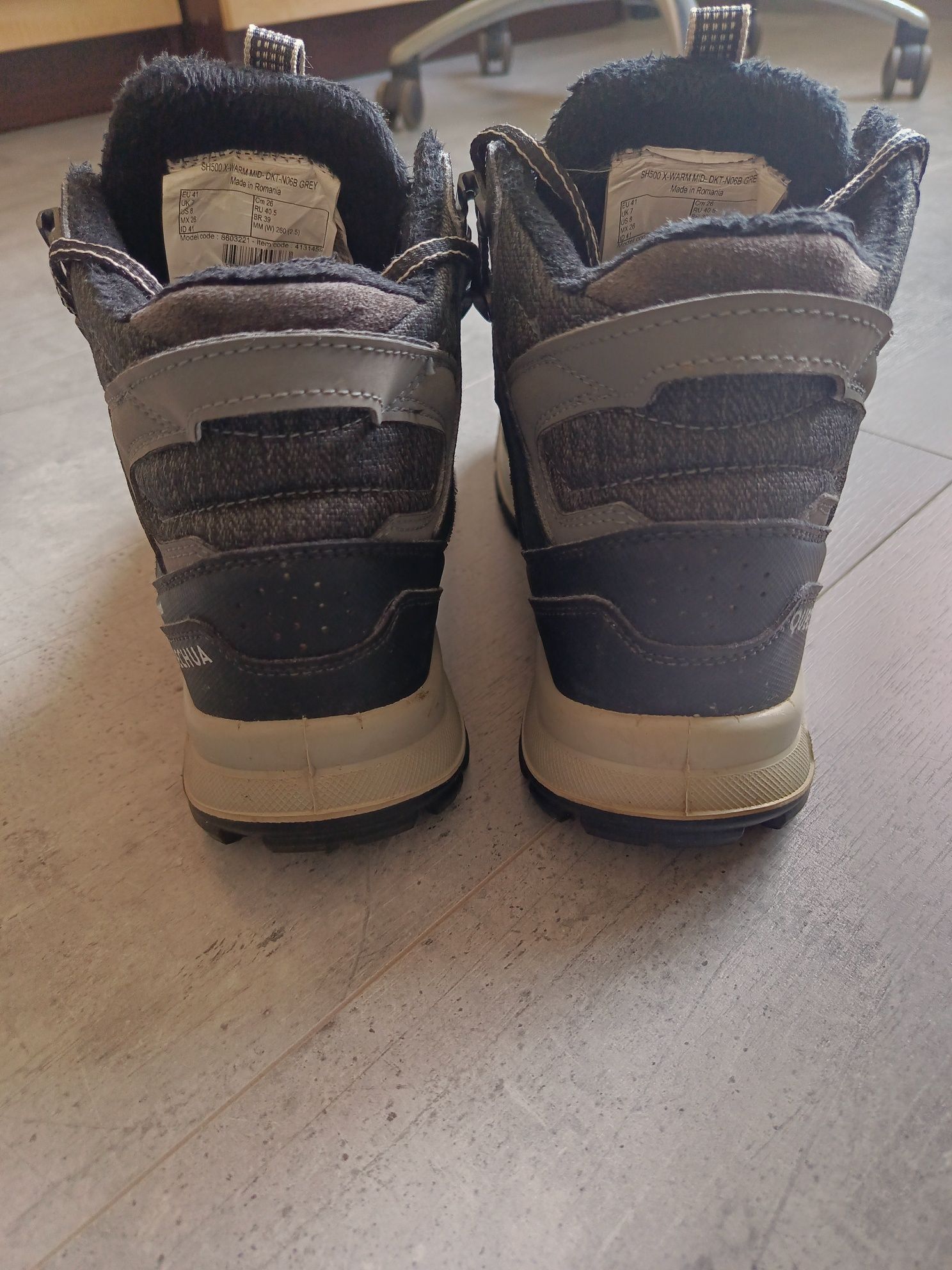 Quechua Buty zimowe Warm Wtp Sh500 X-Warm Mid Męskie Szary
