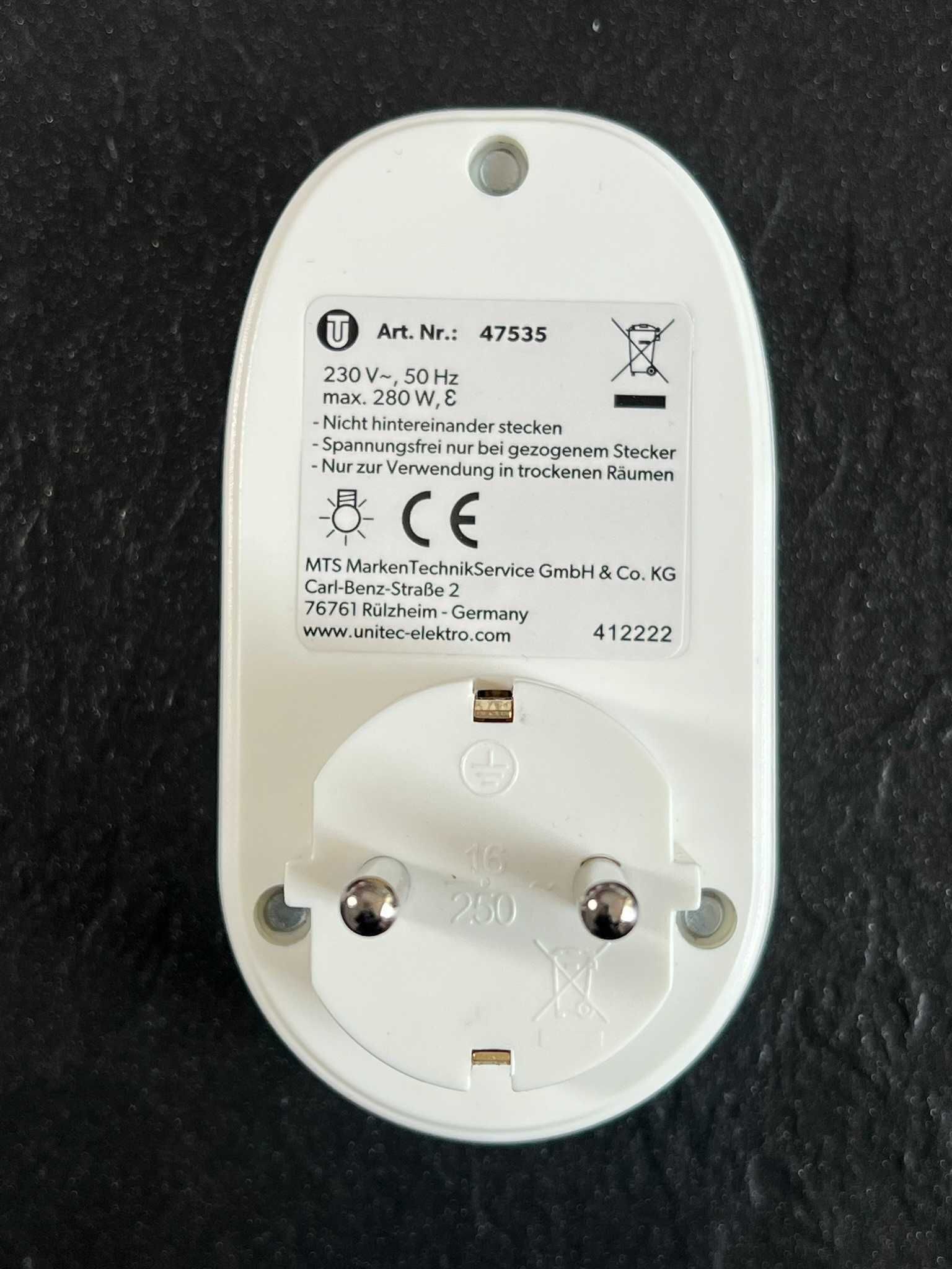 Adapter gniazdko wtykowe ze ściemniaczem Unitec biały