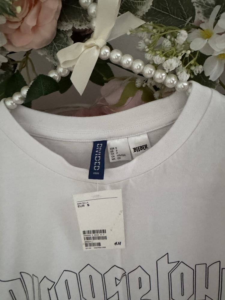 Bluza H&M purpose biała S Justin Bieber