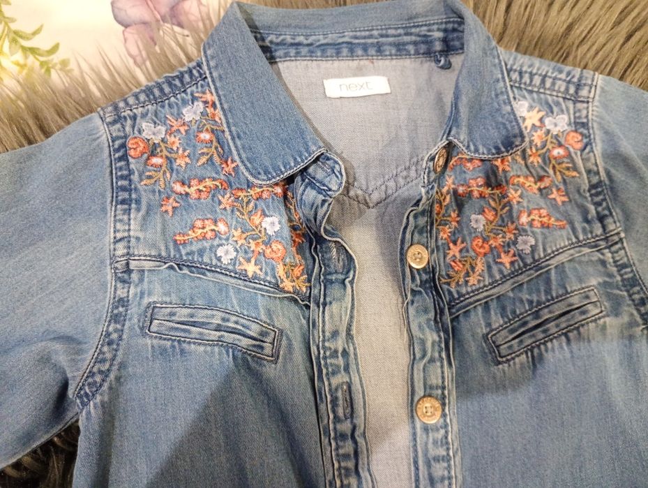 Bluza tunika jeansowa rozpinana dla dziewczynki