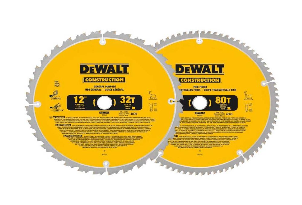 DeWALT DW3128P5 диски по дереву 305 мм 32 і 80 зубів з США ОРИГІНАЛ