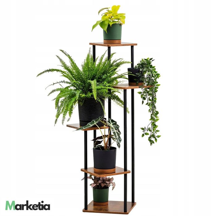 Fabrycznie nowy kwietnik stojący dębowy na 5 donic / stabilny / jakość