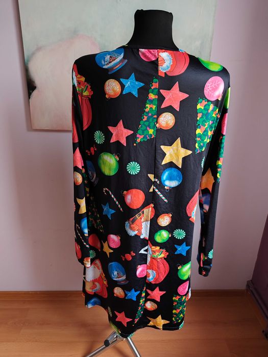 Sukienka świąteczna z Mikołajem kolorowa
