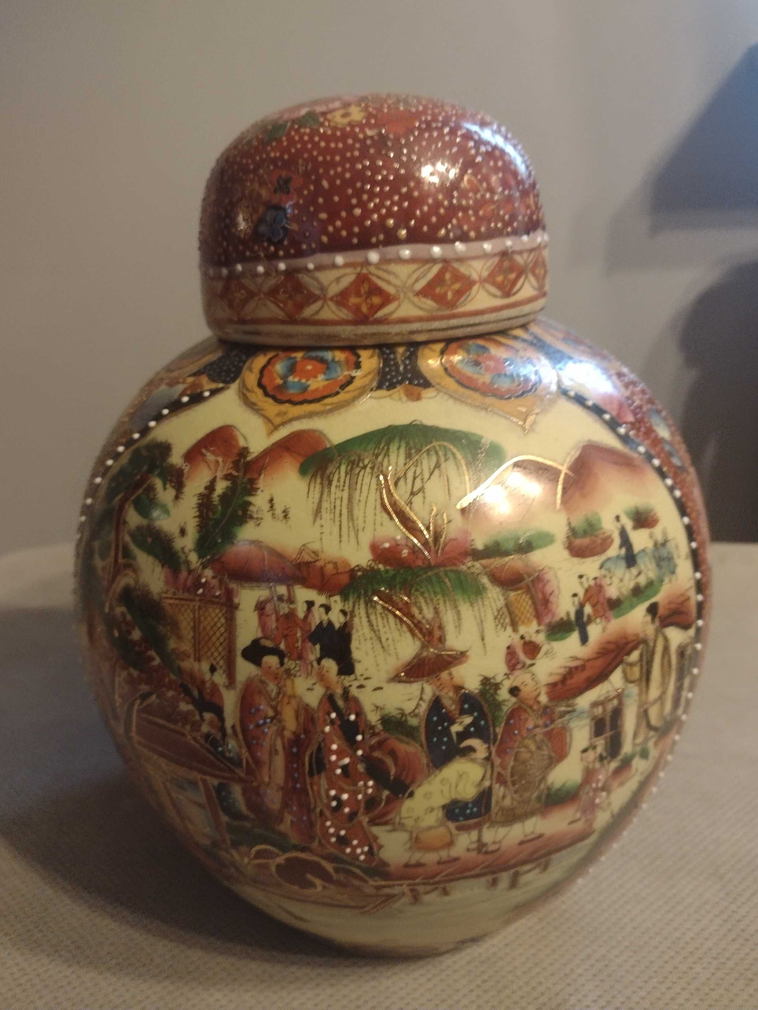 PORCELANOWA- kamionka AMFORA -  pojemnik - Made  in CHINY-duża