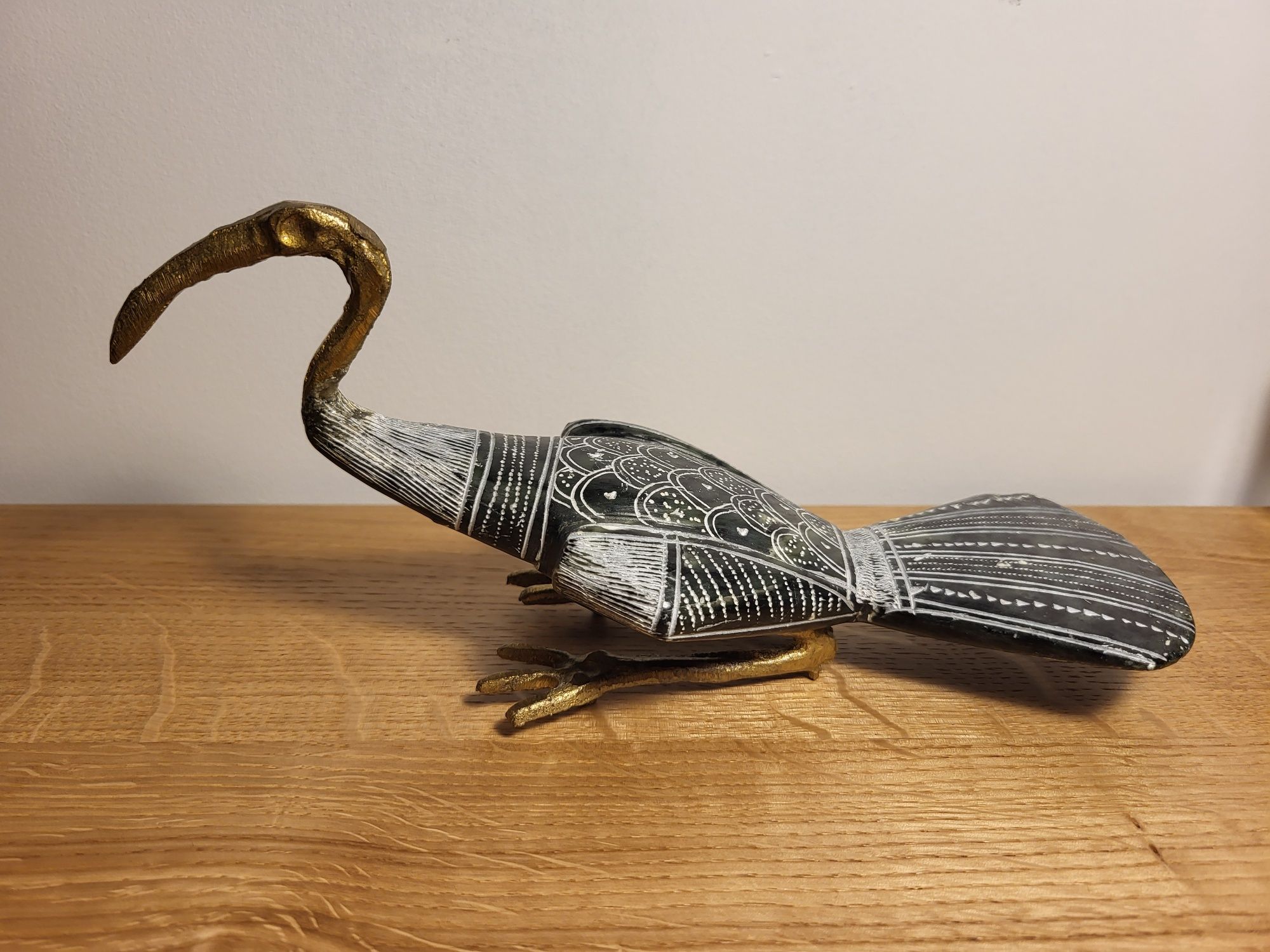 Rzeźba ptak egipski Ibis antyk z mosiądzu i kamienia