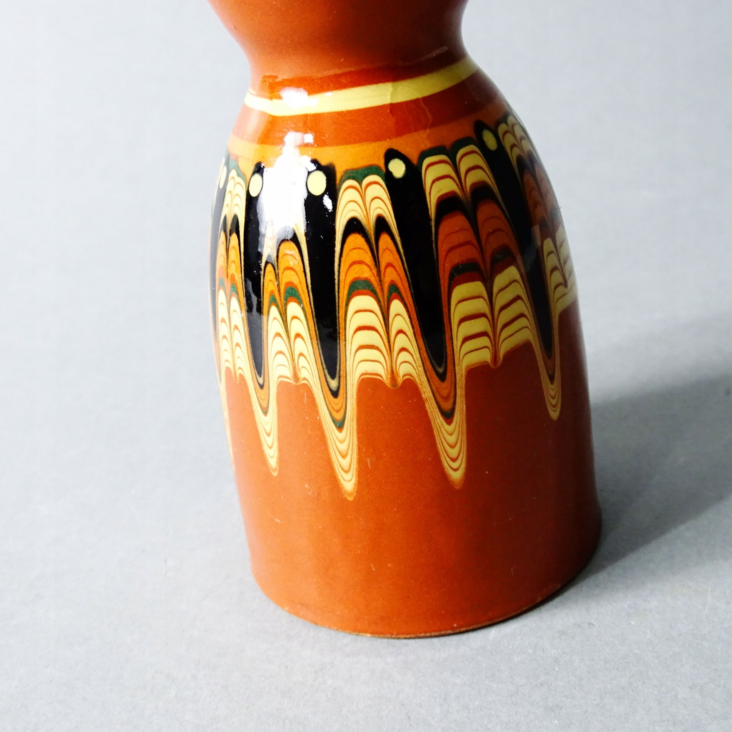 folk piękny ręcznie malowany wazon wazonik gliniany