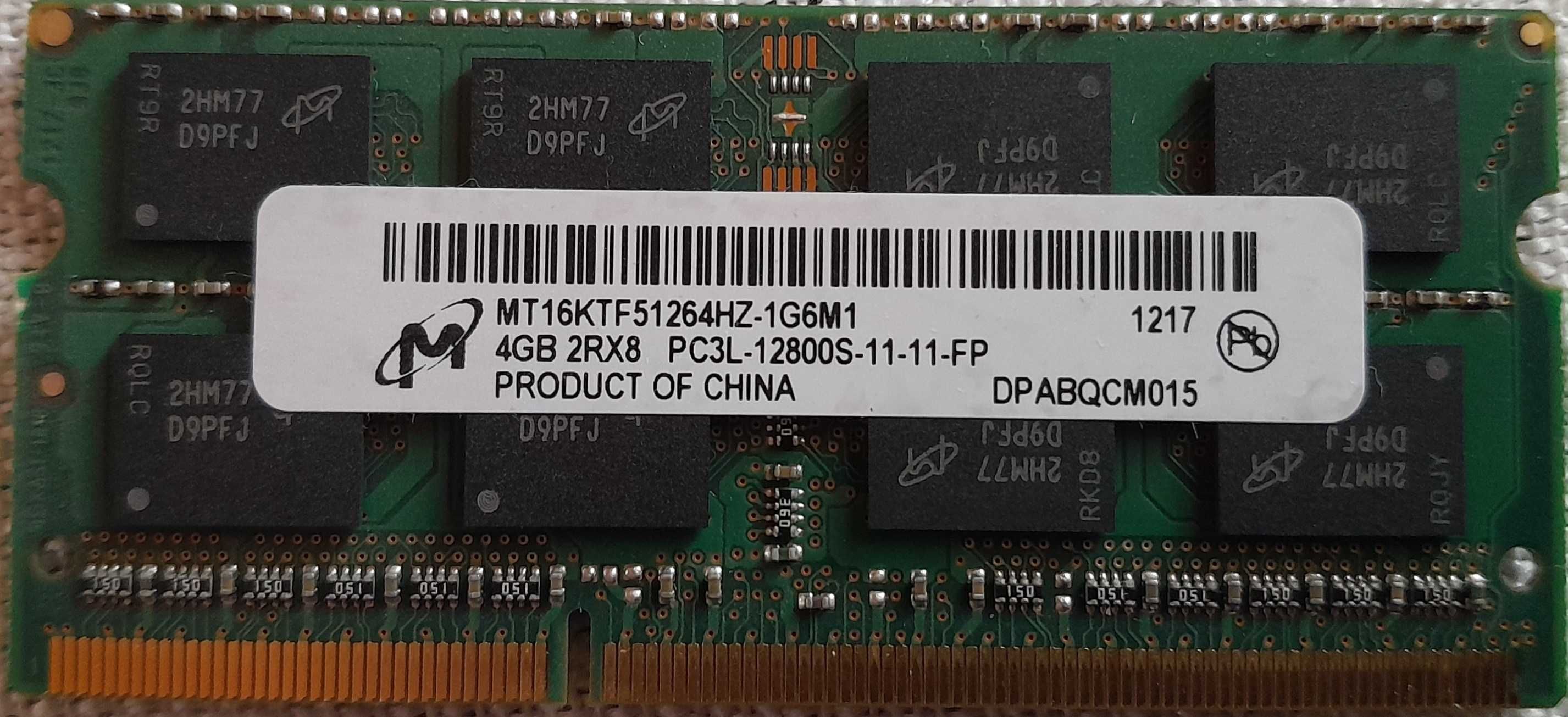 RAM SODIMM 2x4GB DDR3 PC3L-12800S-11-11-FP Micron