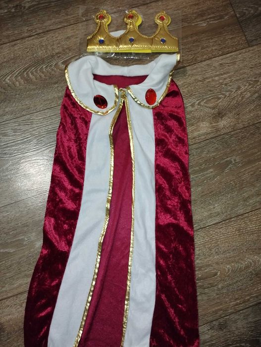 Різдвяна святкова мантія оксамитова королівська з короною 5-7 років