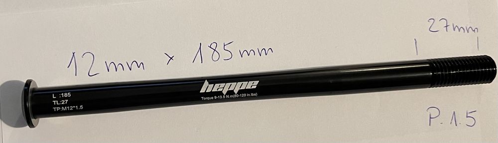 Oś tylnej piasty Rear MTB, 12x148 boost 185 p1.5 elektryk piasta