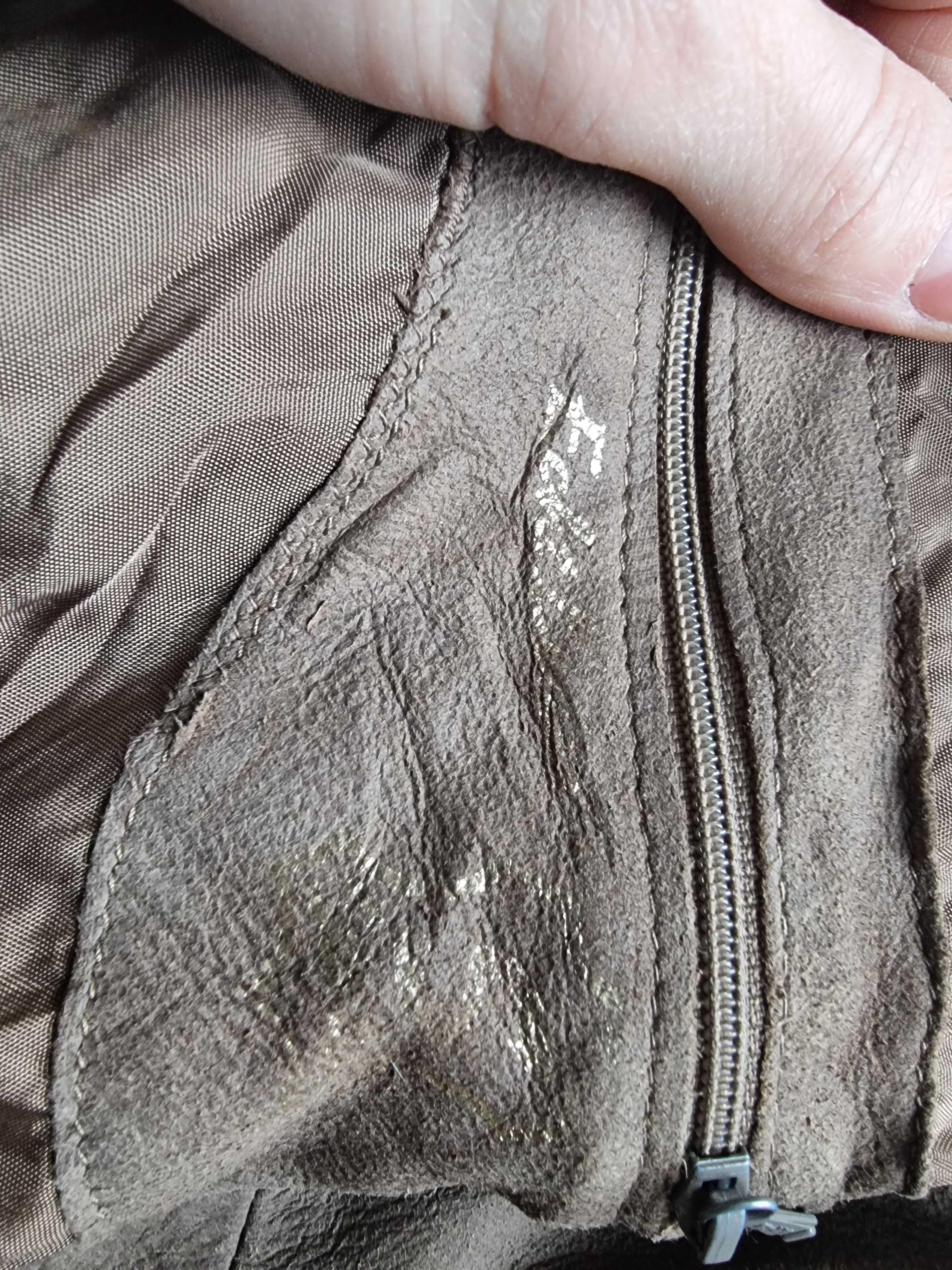 Kurtka zamszowa Echt Leder z kołnierzem ramoneska skóra naturalna S M