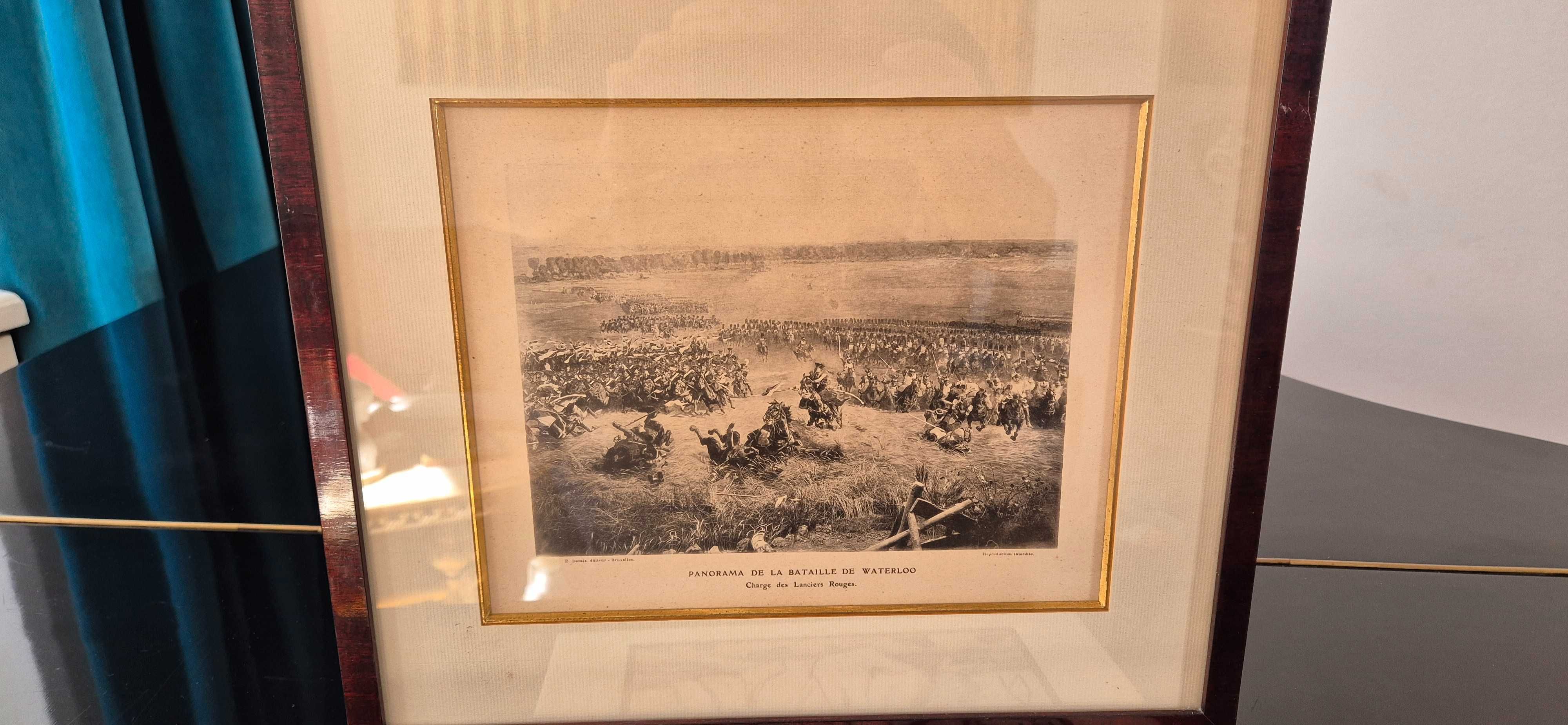 Obraz litografia Napoleon Panorama Bitwy pod Waterloo antyk dekor