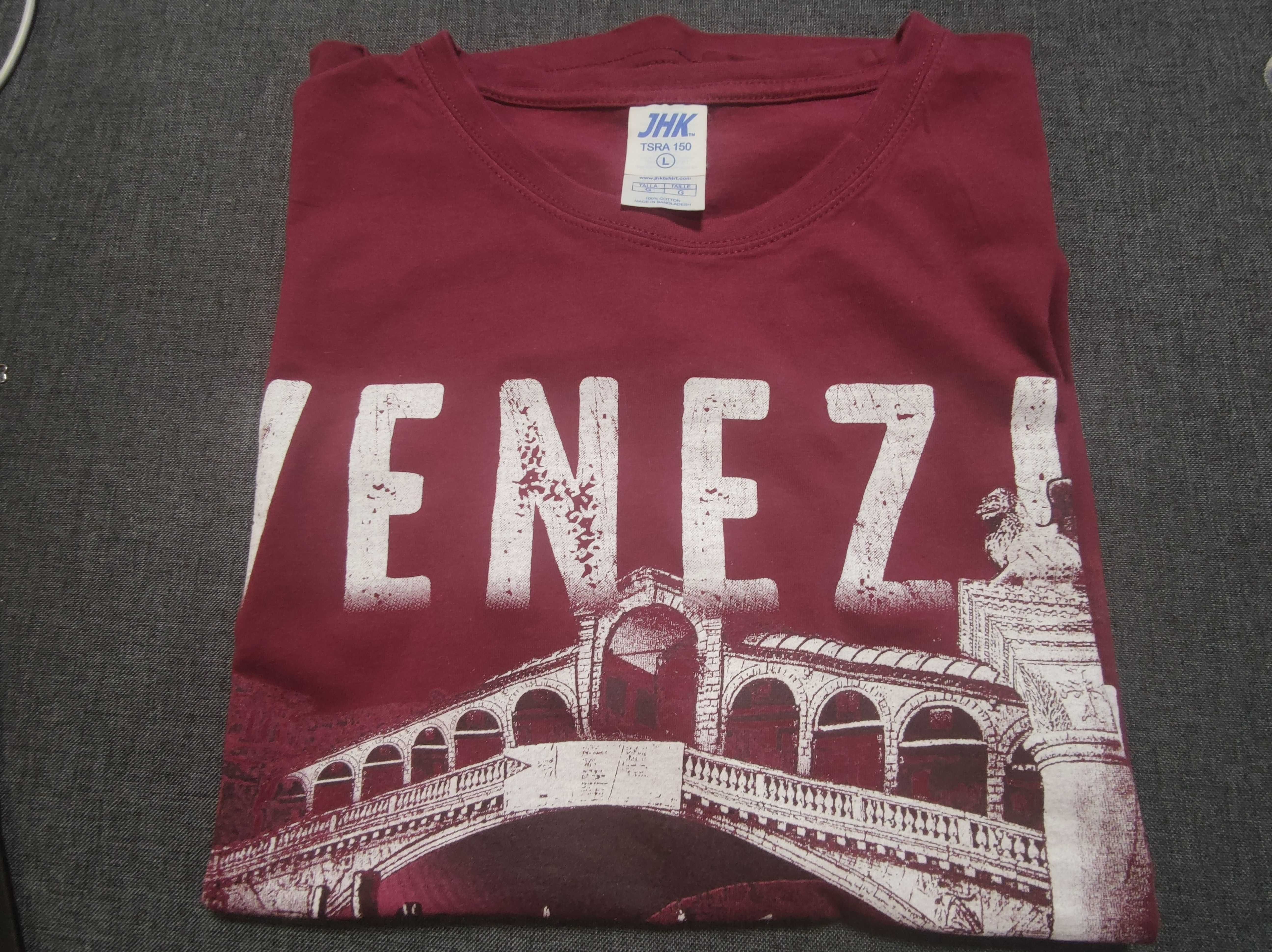 T-shirt koszulka z nadrukiem Venezia Italy, ciemnoczerwona, rozmiar L