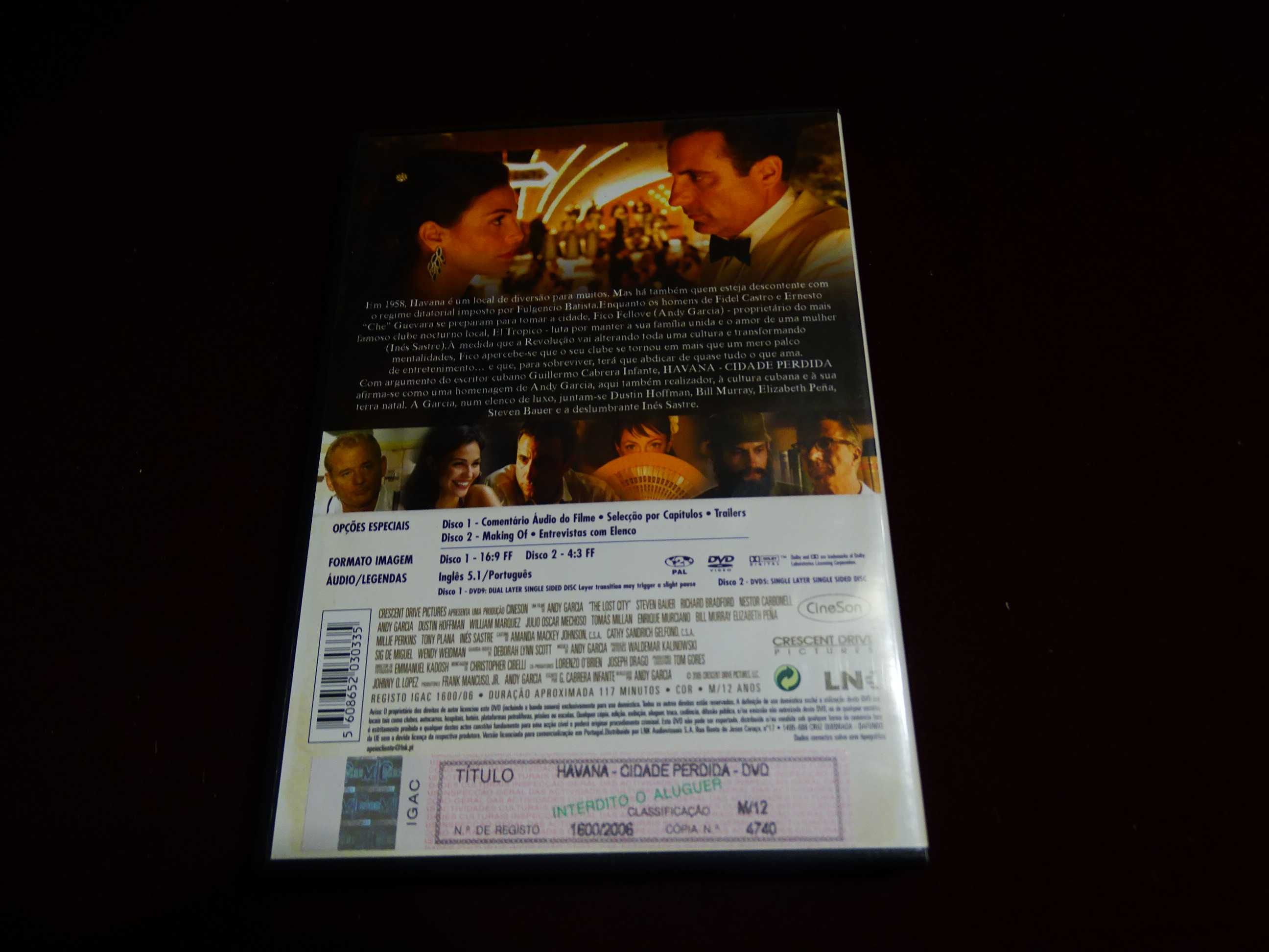 DVD-Havana/Cidade perdida-Andy Garcia/Dustin Hoffman-Edição 2 discos