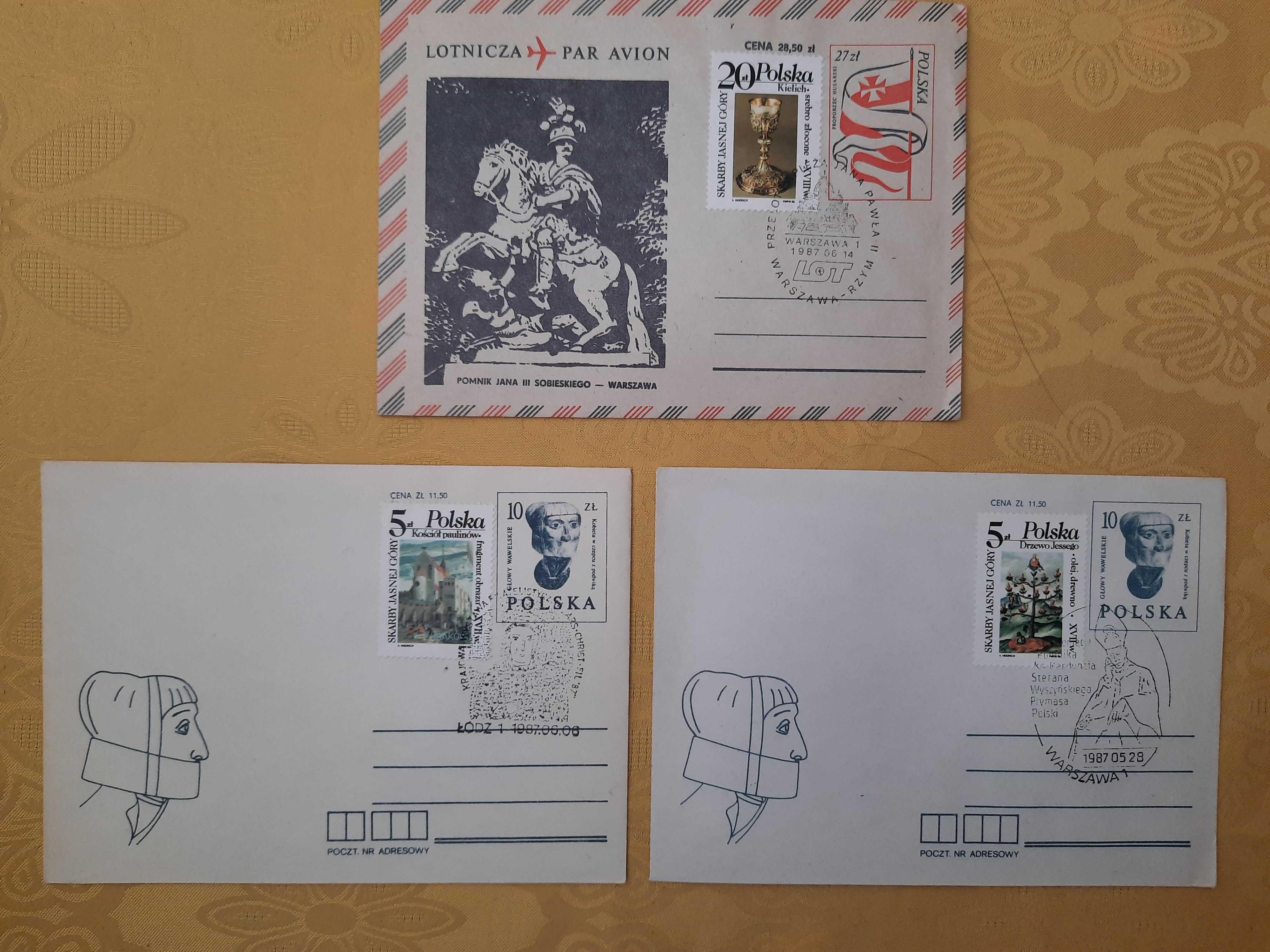 Koperty FDC, kartki pocz. ( 30stk ) -stemple okolicznoś/1 dzień obiegu