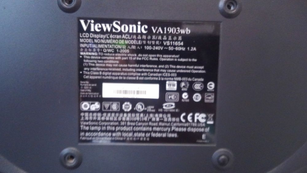 Монитор 19" ViewSonic VA1903WB