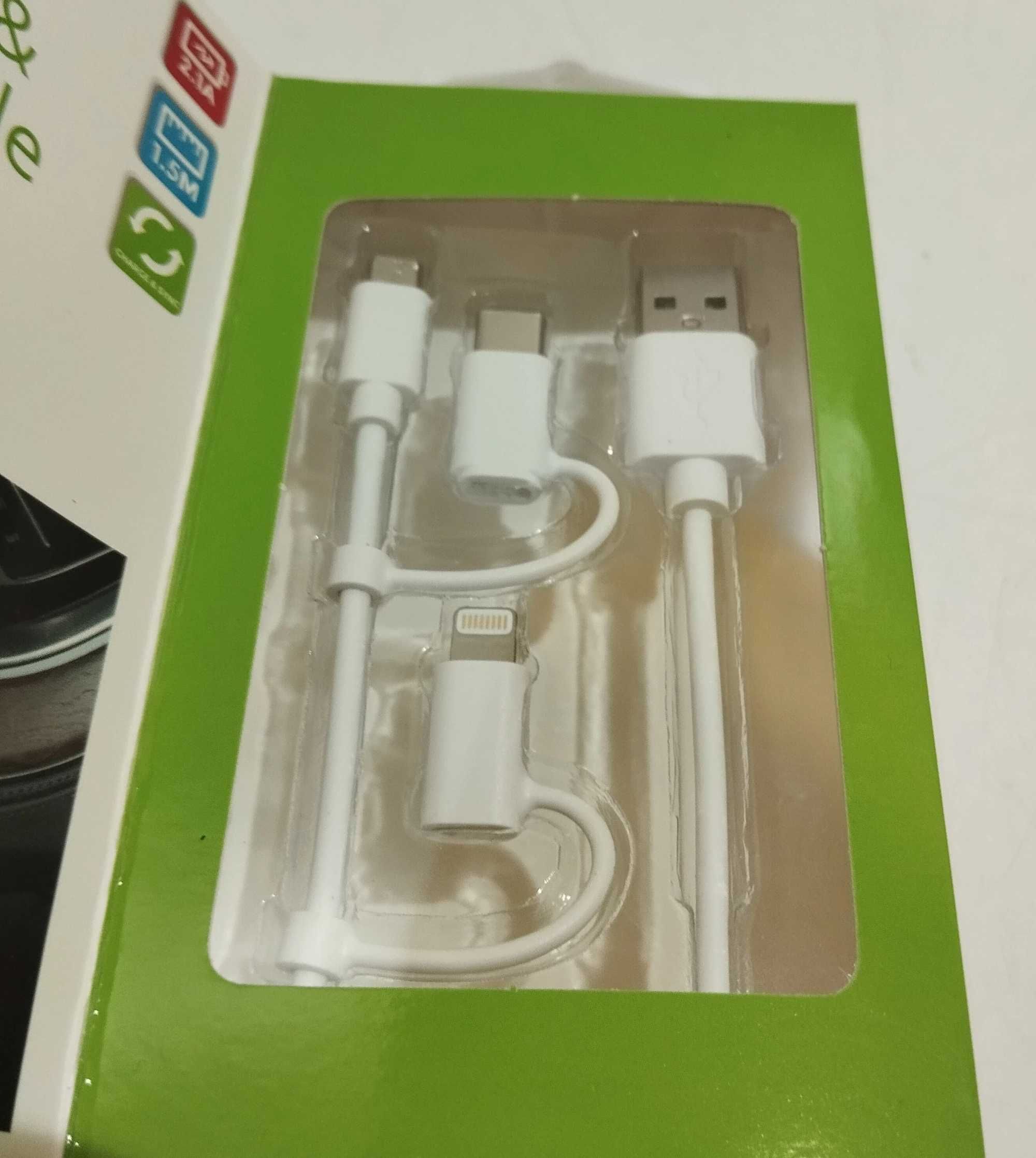 3w1 Kabel do ładowania iPhone 7 8 iPad usb typ C micro Lightining 1,2m