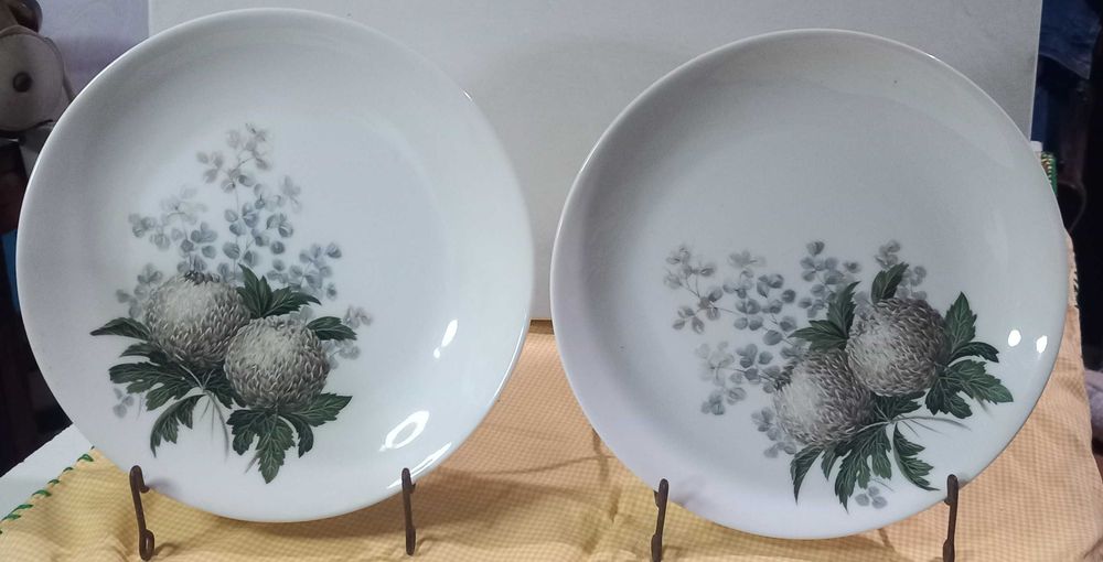 Par pratos sobremesa porcelana S.P. Coimbra