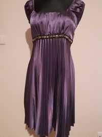 sukienka "śliwkowa" plisowana M/L; wesele/ bal