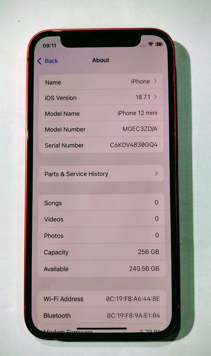 iPhone 12 mini 256Gb Vermelho.